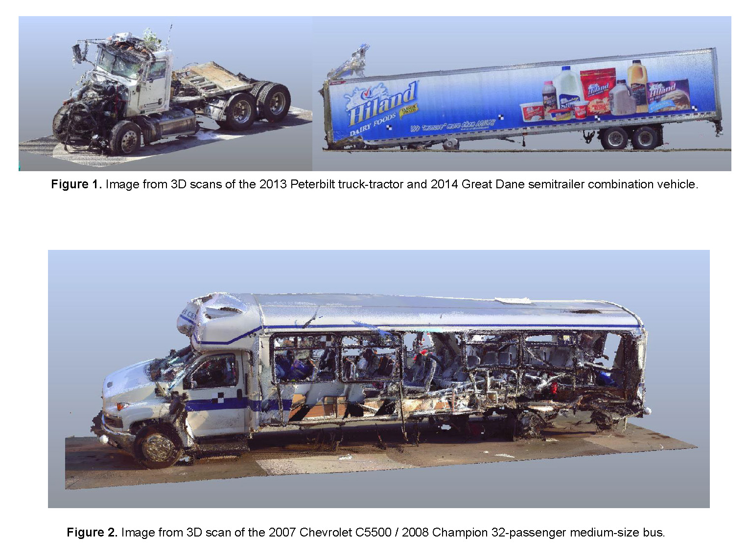 Figures 1 and 2, images from the 3D laser scan of the accidetn vehicles